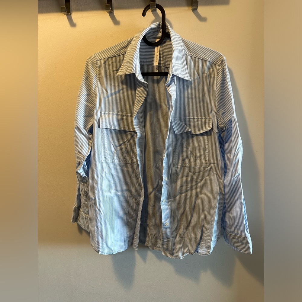 Blue and White Striped Babaton Top - XS